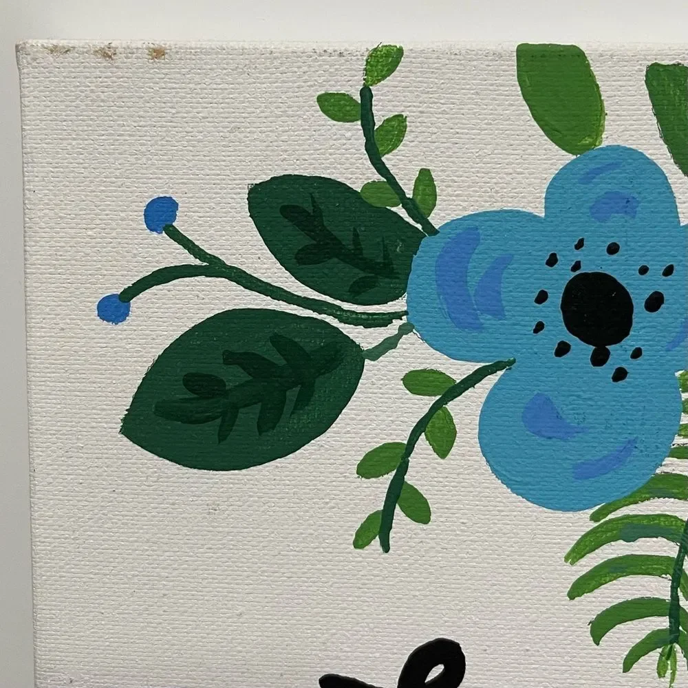 Hand Painted Live the Life You Imagined Floral Canvas Wall Art Painting 12